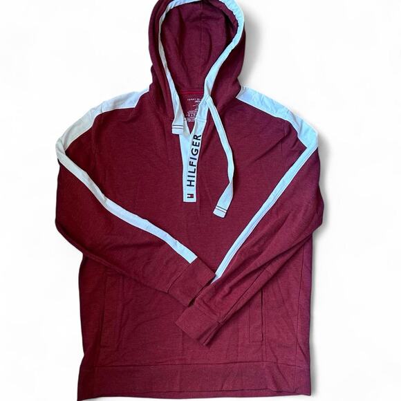 Burgundy and white Tommy Hillfiger Large Hoodie women's NWOT - Picture 1 of 2